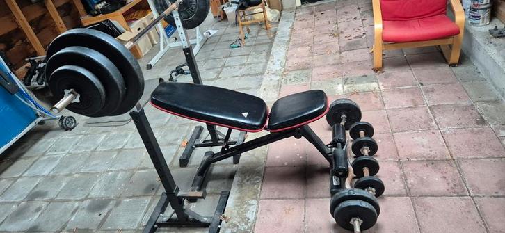 Fitness set thuisgym met dip/pullup station, Sport en Fitness, Fitnessmaterialen, Gebruikt, Fitnessbank, Armen, Benen, Borst, Buik