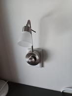 Wandlamp / leeslamp met dimmer – RVS-look, Huis en Inrichting, Lampen | Wandlampen, Ophalen of Verzenden, Gebruikt, Glas