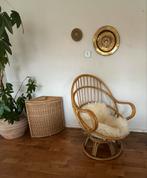 Vintage Rotan Draaistoel, Huis en Inrichting, Ophalen, Gebruikt, Bruin, Riet of Rotan