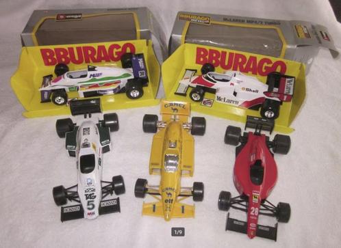 5 X Bburago Racewagens waarvan 2 in doos schaal 1:24., Hobby en Vrije tijd, Modelauto's | 1:24, Zo goed als nieuw, Auto, Bburago