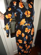 Ichi prachtige jurk met oranje bloem 36, Kleding | Dames, Jurken, Ichi, Blauw, Ophalen of Verzenden, Onder de knie