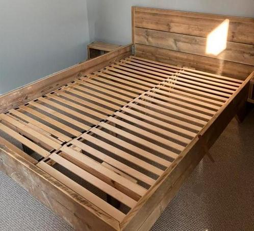 Steigerhouten bed 140x200, Huis en Inrichting, Slaapkamer | Bedden, Zo goed als nieuw, Tweepersoons, 140 cm, 200 cm, Steigerhout