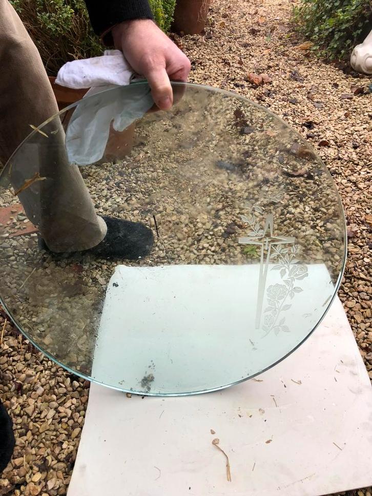 GLAS GLASPLAAT GEHARD GLAS 2 CM DIK 60 Cm DIA, Doe-het-zelf en Verbouw, Glas en Ramen, Glasplaat, Minder dan 80 cm, Ophalen