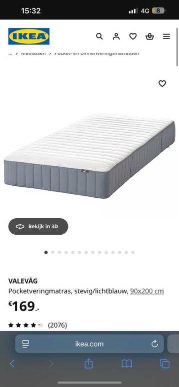 Ikea Matras 90x200 cm beschikbaar voor biedingen