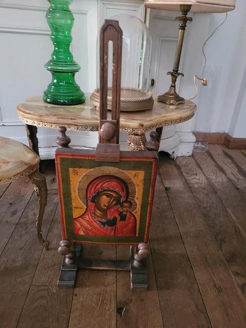 Oud schildersezeltje met icoon, Antiek en Kunst, Curiosa en Brocante, Ophalen of Verzenden