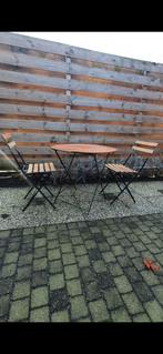 Vintage houten bistro setje, Ophalen of Verzenden, Hout, 2 zitplaatsen