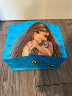 Top model sieraden kistje, Sieraden, Tassen en Uiterlijk, Beautycases, Ophalen, Gebruikt, Blauw, Met spiegeltje(s)