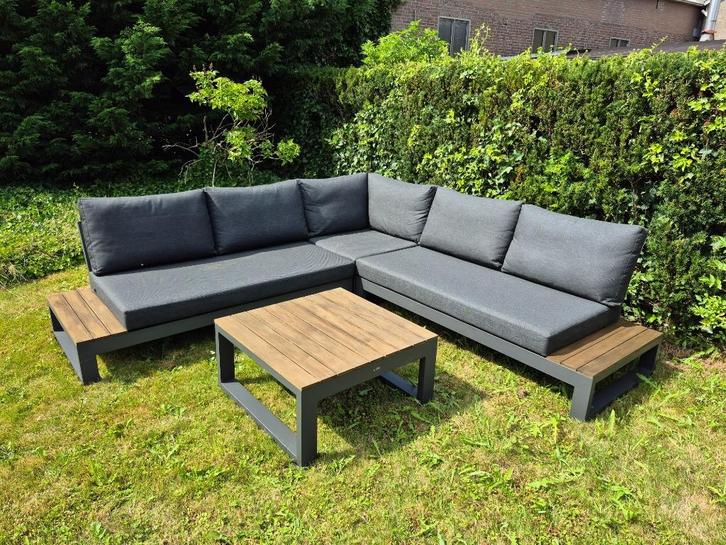 Luxe loungeset Soho van life lava/teak, Tuin en Terras, Tuinsets en Loungesets, Zo goed als nieuw, Loungeset, Teakhout, 6 zitplaatsen
