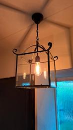 Brocante Hanglamp Lantaarn Landelijke Stijl, Ophalen, Gebruikt, Glas, Landelijke stijl