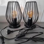 Schemerlampjes zwart draadstaal 2 stuks, Huis en Inrichting, Ophalen of Verzenden, Zo goed als nieuw, Minder dan 50 cm