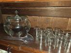 Vintage Punchset, gegraveerd, 12-delig, Huis en Inrichting, Keuken | Servies, Ophalen