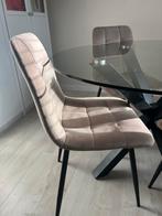 4x Suede Eetkamerstoelen Zand/Taupe kleur, Huis en Inrichting, Stoelen, Ophalen, Overige kleuren, Zo goed als nieuw, Vier