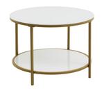 Rond bijzettafeltje met glazen blad en gouden frame., Huis en Inrichting, Tafels | Bijzettafels, Minder dan 55 cm, Rond, Nieuw