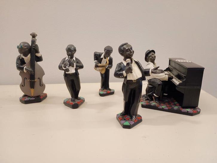 All that Jazz Orkest Beelden - 5 stuks, Tuin en Terras, Tuinbeelden, Gebruikt, Mensenbeeld, Kunststof, Ophalen of Verzenden