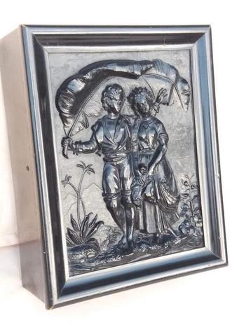vintage houten kist met relief barok voorstelling beschikbaar voor biedingen