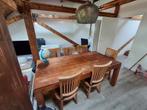 Teak houten tafel met bijpassende stoelen, Huis en Inrichting, Tafels | Eettafels, Ophalen, 200 cm of meer, 50 tot 100 cm, Zo goed als nieuw