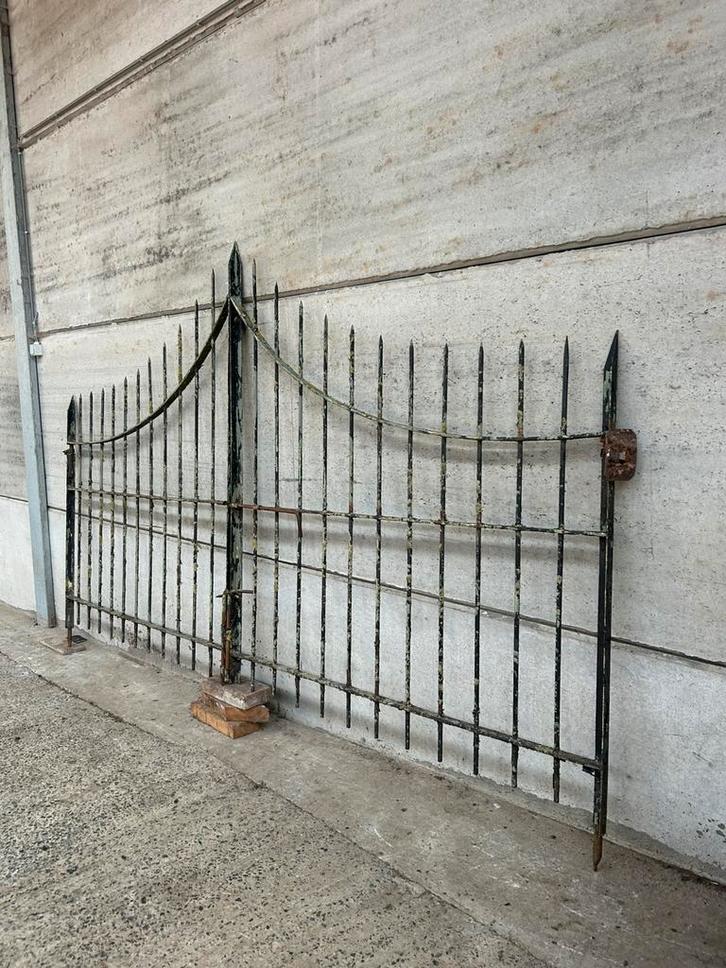 Oud dubbel hekken poort volledig vol smeedijzeren, Tuin en Terras, Tuinhekken en Hekwerk, Gebruikt, Tuinhek, IJzer, Ophalen