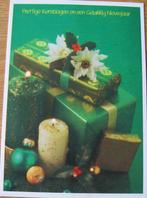 Kerst - Prettige kerstdagen - groene pakjes en kaars - 1988, Verzamelen, Ansichtkaarten | Themakaarten, Gelopen, Overige thema's