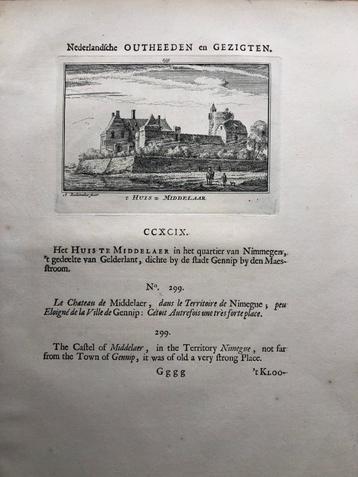 299 / Middelaar het Kasteel Kopergravure 1733 beschikbaar voor biedingen
