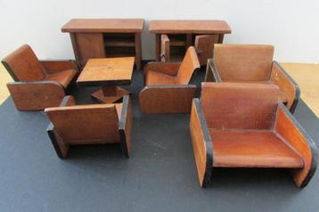 Antieke Art Deco Poppenhuis meubels