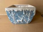 Leuke bloempot met decoratie hert winter ijs blauw kerst, Vierkant, Binnen, Ophalen of Verzenden, Zo goed als nieuw