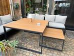 Te koop lounge dining tafel met bijbehorende salontafel, Ophalen, Nieuw, Vierkant, Aluminium