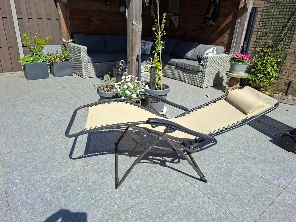 Ligstoel, Ophalen, Gebruikt, Metaal, Verstelbaar