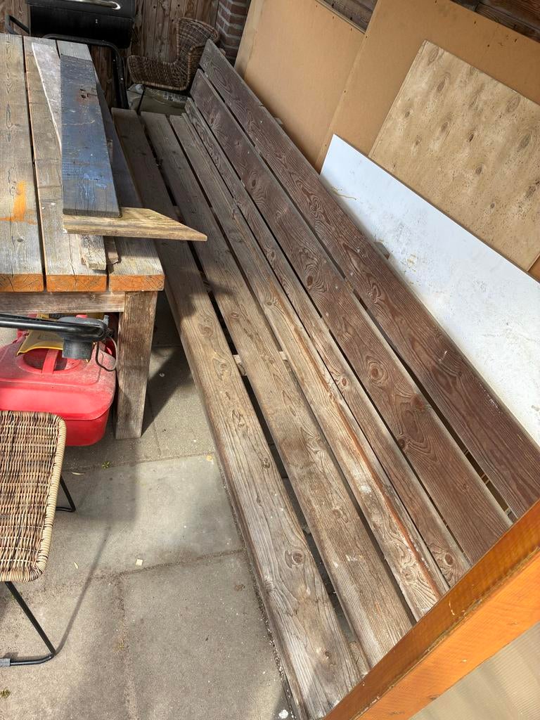 Houten tuinbank 318cm lang, Tuin en Terras, Tuinbanken, Ophalen, Gebruikt, Hout