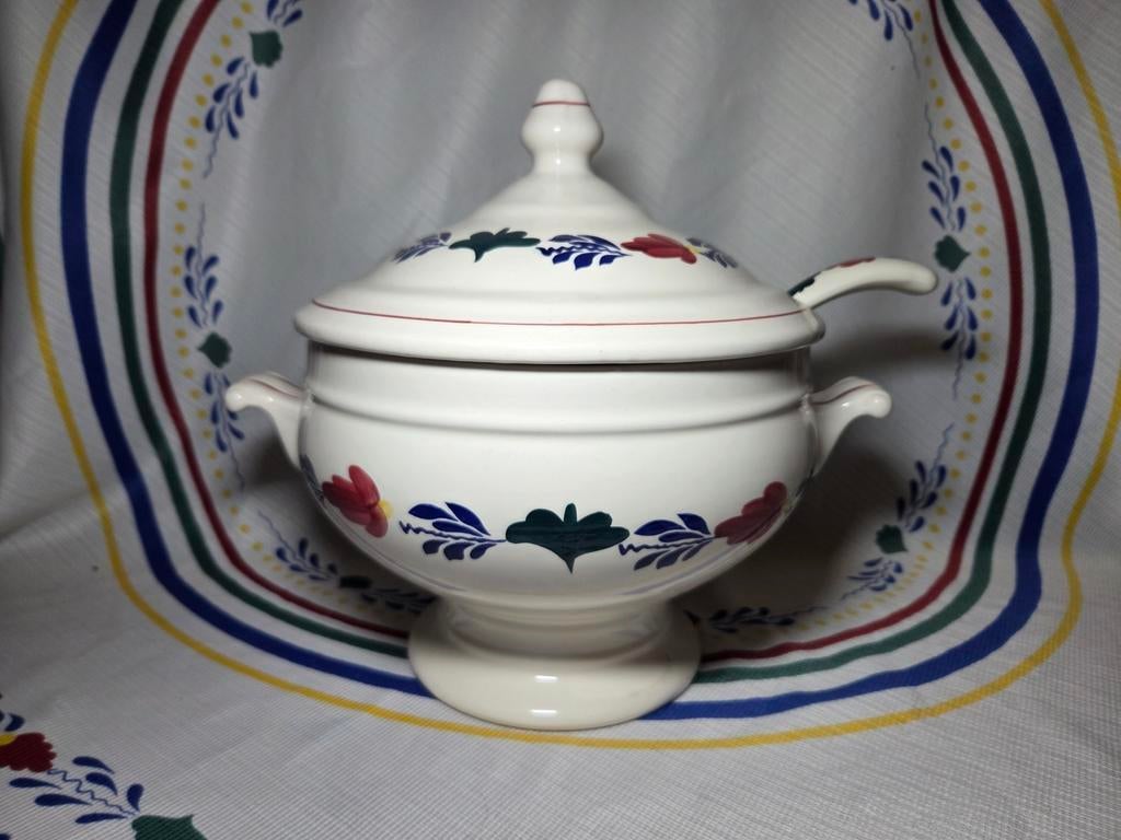 Boerenbont soepterine met lepel, Ophalen of Verzenden