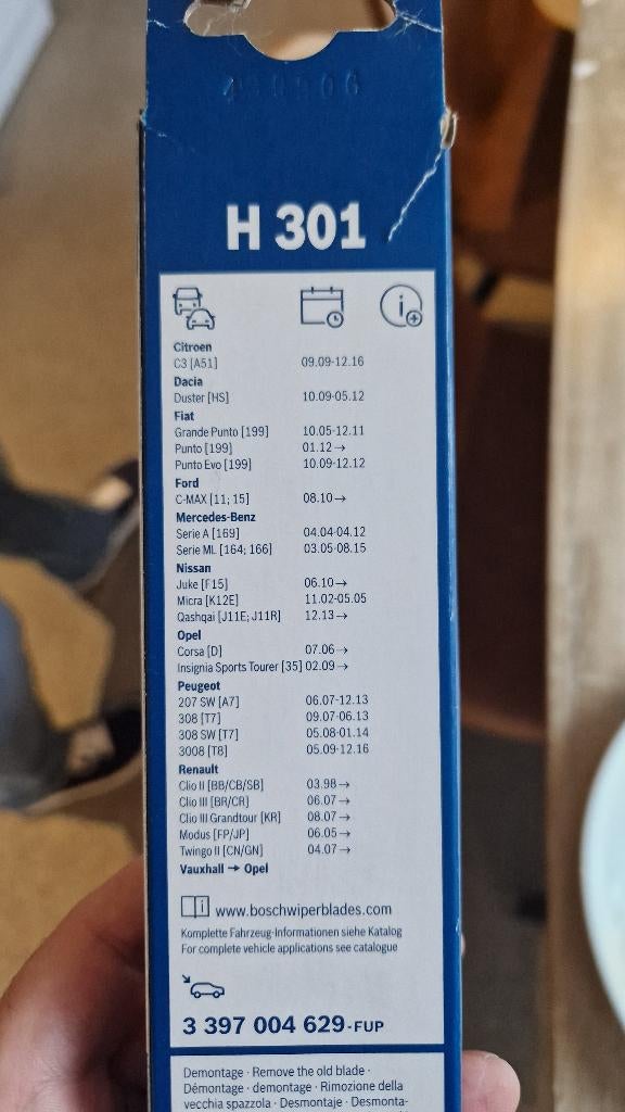 Ruitenwisser H301, Ophalen, Nieuw, Opel