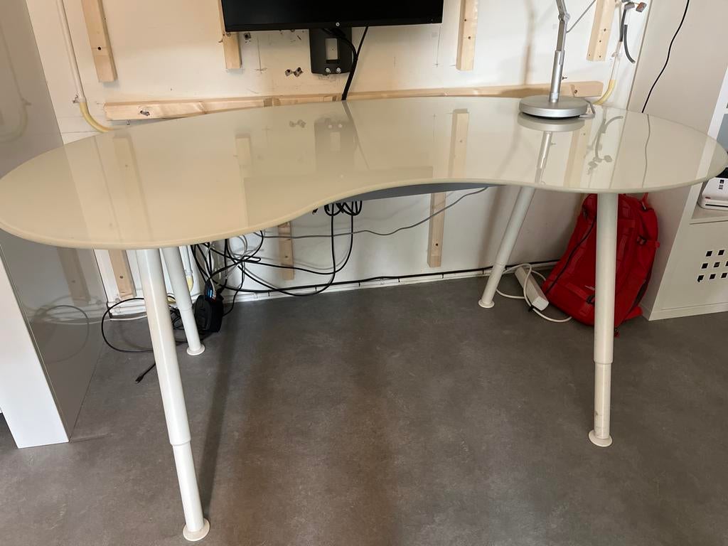 IKEA bureau glazen blad, verstelbaar, 160x80cm, Ophalen, Gebruikt, In hoogte verstelbaar, IKEA