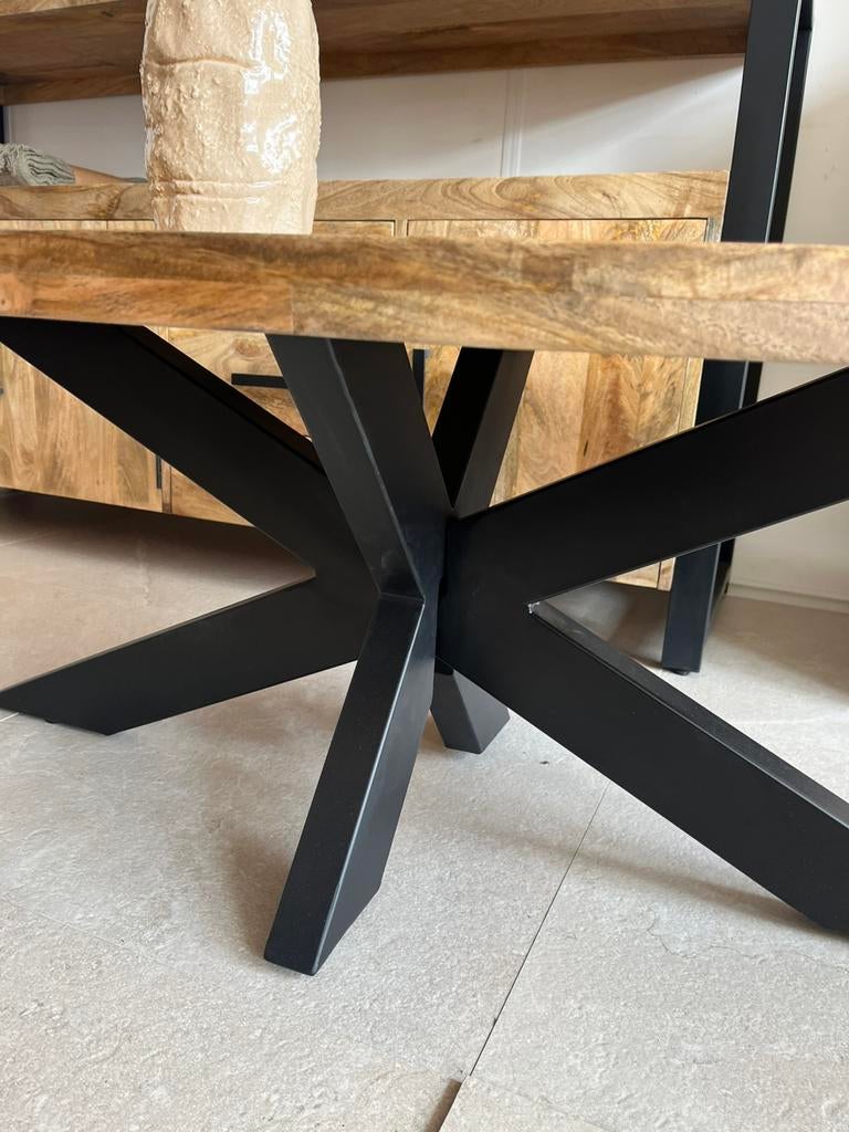 Magazijn leegverkoop salontafel ovaal mangohout matrix zwart, Huis en Inrichting, Woonaccessoires | Overige, Hout, Nieuw, Ophalen of Verzenden