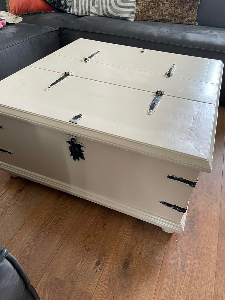 🧡 Creme Salontafel Dekenkist 90x90cm 🧡, Ophalen, Gebruikt, 50 tot 100 cm, Vierkant