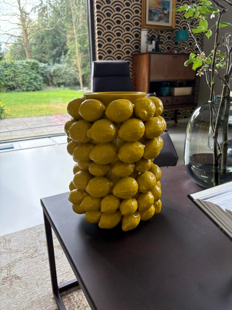 Des Pots Citroenvaas, Ophalen, Geel, Aardewerk of Porselein, Zo goed als nieuw