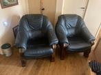 Twee lederen fauteuils, Ophalen, Gebruikt, Leer, 75 tot 100 cm