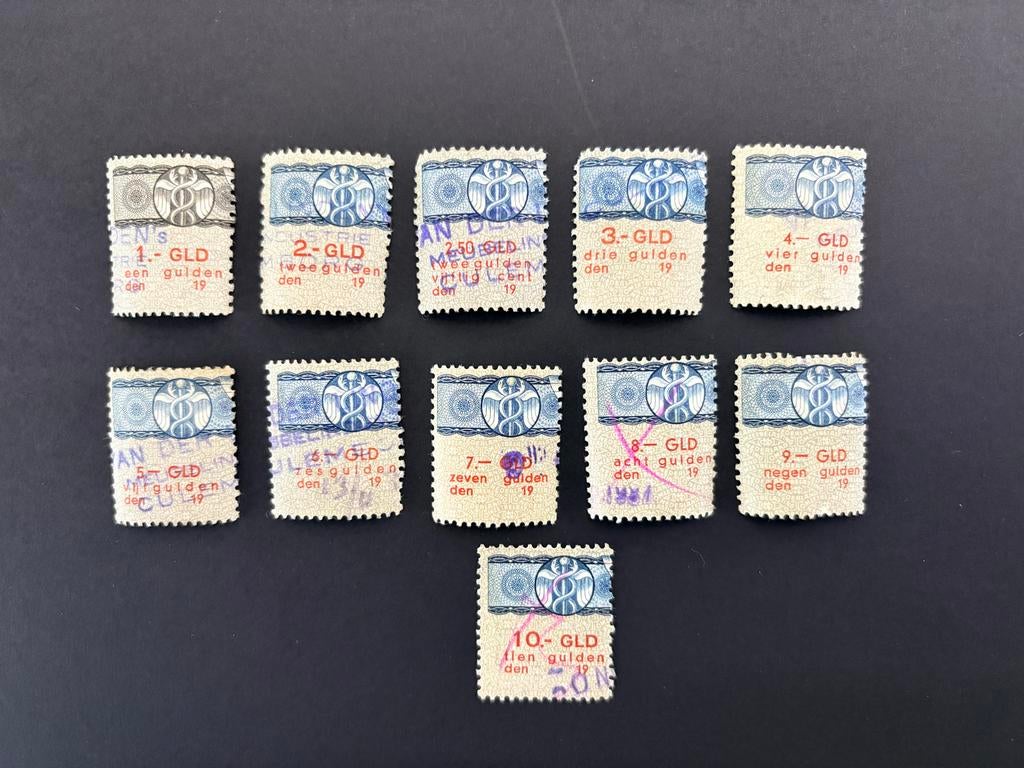 Nederlandse Belastingzegels 1937 incl. zeldzame f7, Ophalen of Verzenden, T/m 1940, Gestempeld
