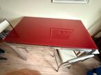 Bartafel - rvs frame met rood glas (ral), Huis en Inrichting, Tafels | Eettafels, Ophalen, 100 tot 150 cm, 50 tot 100 cm, Rechthoekig