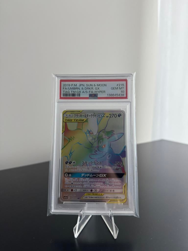 UMBREON DARKRAI GX - TAG TEAM JAPANESE PSA 10, Ophalen of Verzenden, Zo goed als nieuw
