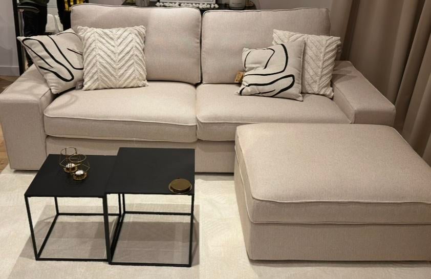 Moet snel weg!️ Beige IKEA 3-zitsbank met poef (kivik), Huis en Inrichting, Banken | Complete zithoeken, Zo goed als nieuw, Ophalen
