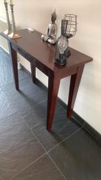 Sidetable, Donker Eiken met 2 schuifladen, Ophalen, 100 tot 150 cm, Eikenhout, Zo goed als nieuw