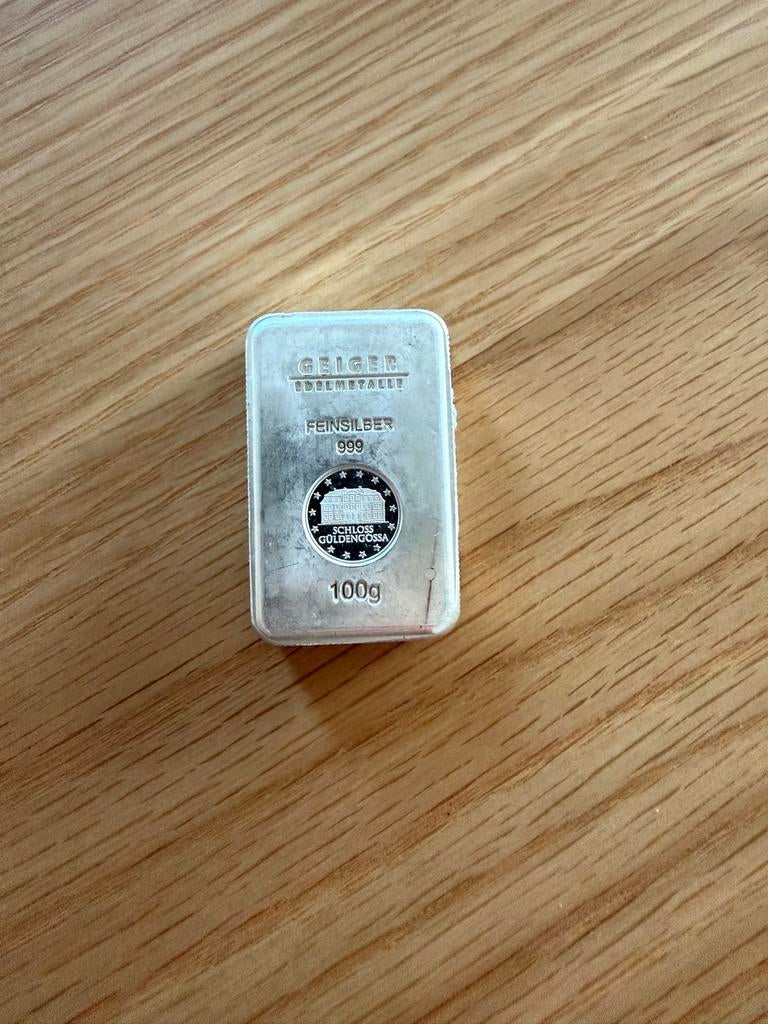 100 gram Geiger 999 Zilverbaar, Postzegels en Munten, Edelmetalen en Baren, Ophalen of Verzenden, Zilver