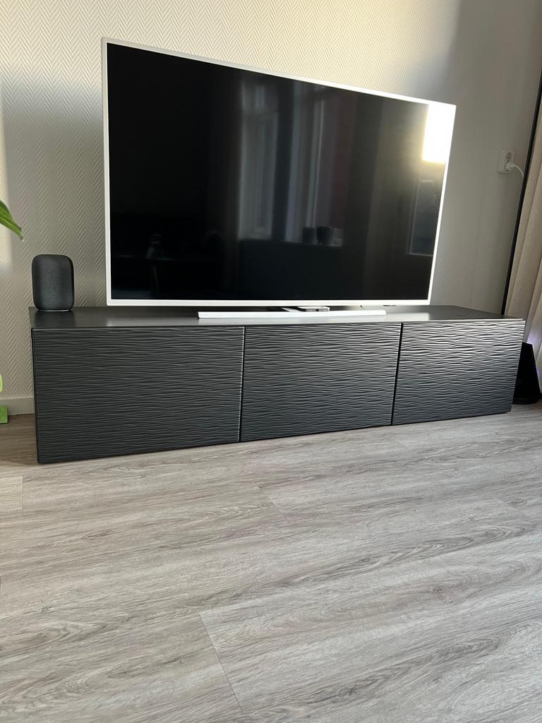 IKEA Besta tv meubel zwartbruin, Huis en Inrichting, Overige materialen, Gebruikt, 150 tot 200 cm, Ophalen of Verzenden