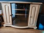 Blank Eiken TV Meubel, Ophalen, Glas, Gebruikt, 100 tot 150 cm