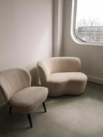 Woood Sara fauteuil bouclé crème + teddy loveseat (set), Ophalen, Gebruikt, 75 tot 100 cm, Stof