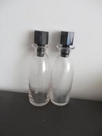 Art deco design glas, kleine karaffen met zwarte stoppen, Antiek en Kunst, Antiek | Glas en Kristal, Ophalen of Verzenden
