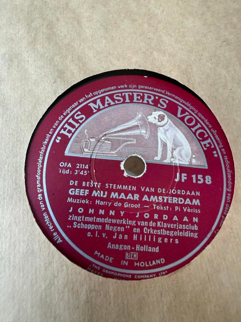 21 stuks 78 toeren platen - Willy Derby, Johnny Jordaan e.a., Ophalen, Voor 1960, Gebruikt, 10 inch