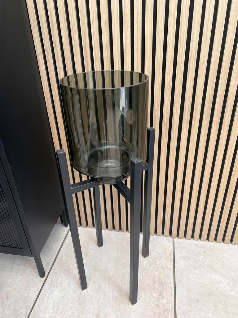 Planten standaard metaal met glazen vaas pot, Huis en Inrichting, Ophalen, Overige materialen, Overige kleuren, Zo goed als nieuw