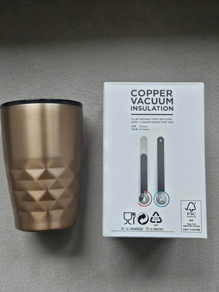 Copper Vacuum Insulation koffiemok travelmug geisoleerd, Ophalen of Verzenden, Nieuw