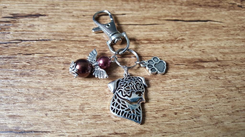 Tashanger Sleutelhanger Rottweiler B met beschermengeltje, Verzenden, Nieuw, Overige kleuren, Handtas