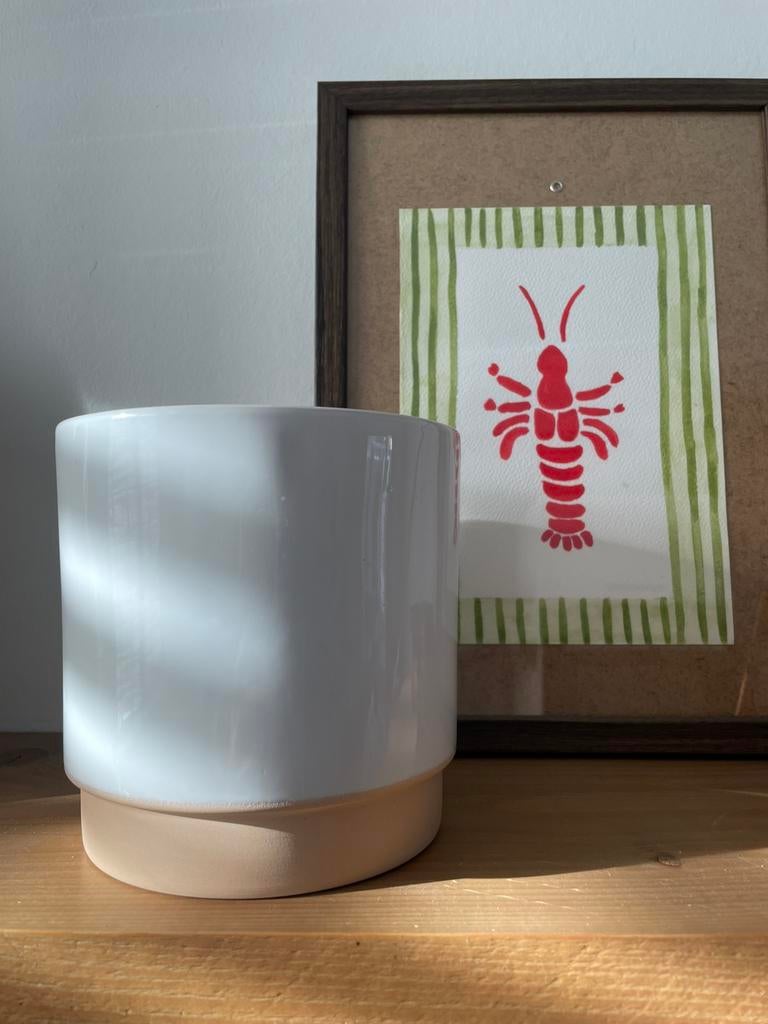 Bloempot tweekleurig Intratuin, Tuin en Terras, Bloempotten, Ophalen, Rond, Zo goed als nieuw, Minder dan 40 cm